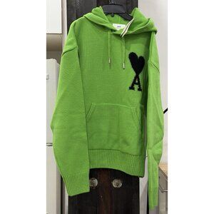 Ami Paris Ami de Coeur Merino Wool Knit Green Hoodie Size Large